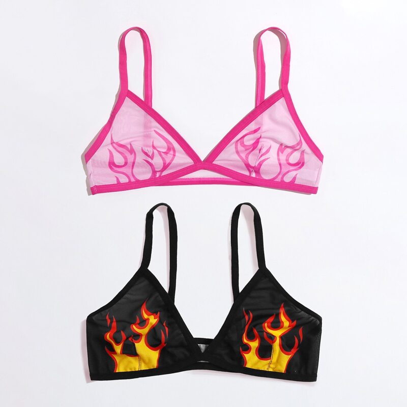 

2pack Fire Print Bra Set, Multicolor