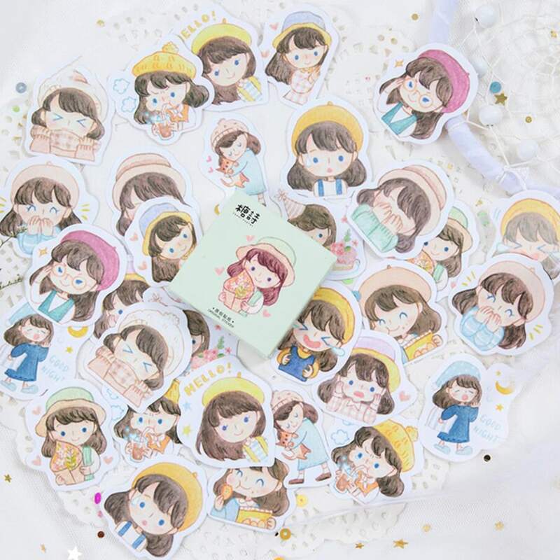 

45pcs Cartoon Girl Pattern Sticker, Multicolor