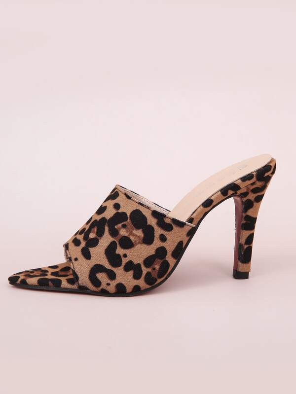 leopard print heeled mules