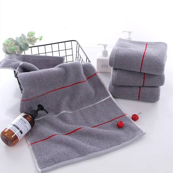 

1pc Striped Towel, Grey