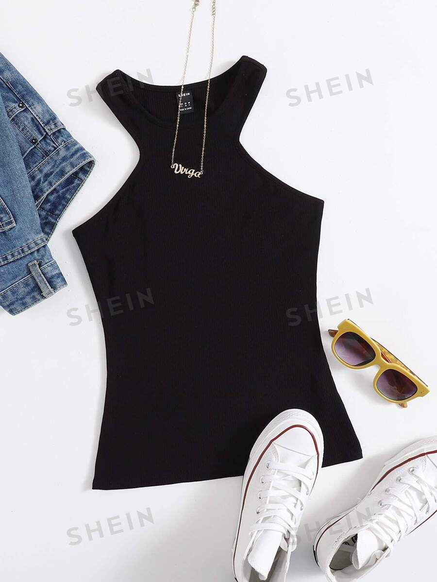 SHEIN EZwear Top tank unicolor - Negro - Ver 1