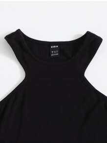 SHEIN EZwear Top tank unicolor - Negro - Ver 4