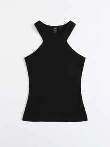 SHEIN EZwear Top tank unicolor - Negro - Ver 6
