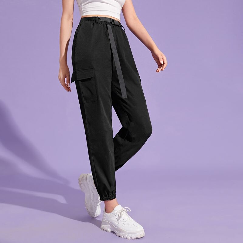 

Solid Tape Cargo Joggers, Black