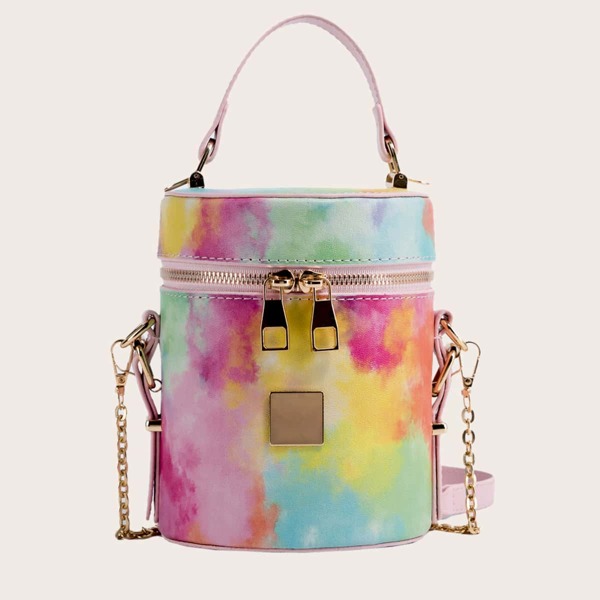 

Tie Dye Pattern Chain Satchel Bag, Pink