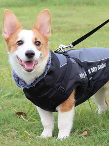 Cazadora con estampado de slogan de mascota - Negro - Ver 4