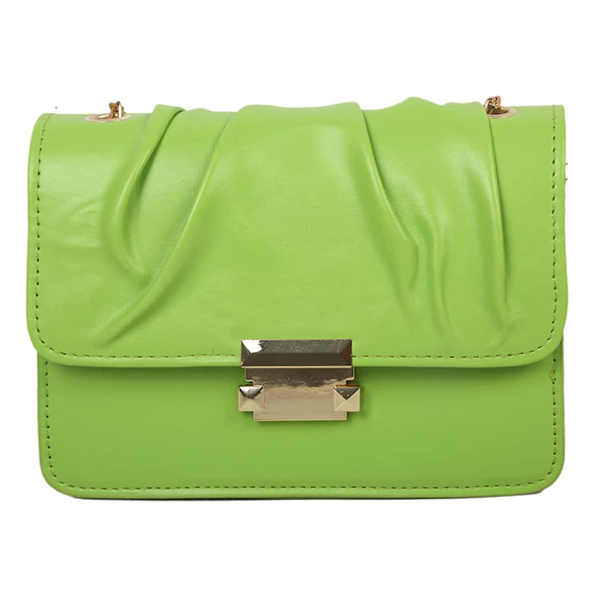 

Ruched Flap Crossbody Bag, Green