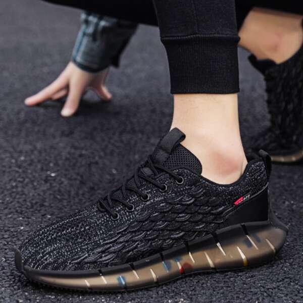 

Men Lace-up Front Sneakers, Black