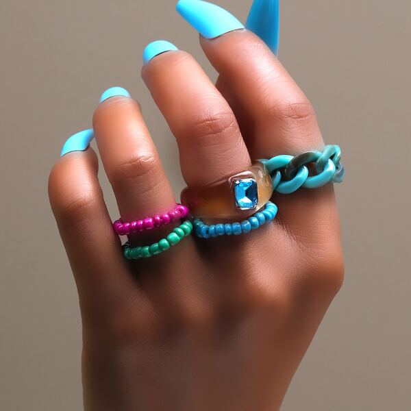 

5pcs Bead Decor Ring, Multicolor