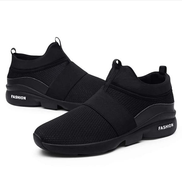 

Letter Graphic Slip-On Running Shoes, Black