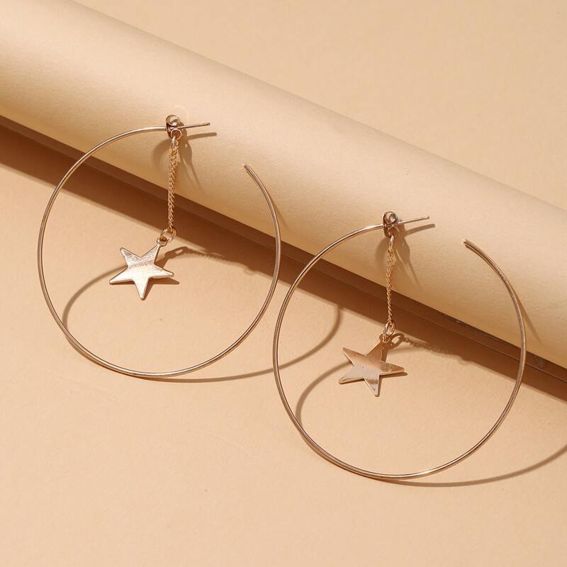 

Star Hoop Earrings, Gold