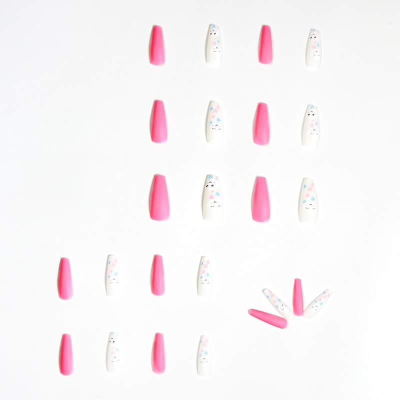 

24pcs Cartoon Fake Nail, Pink