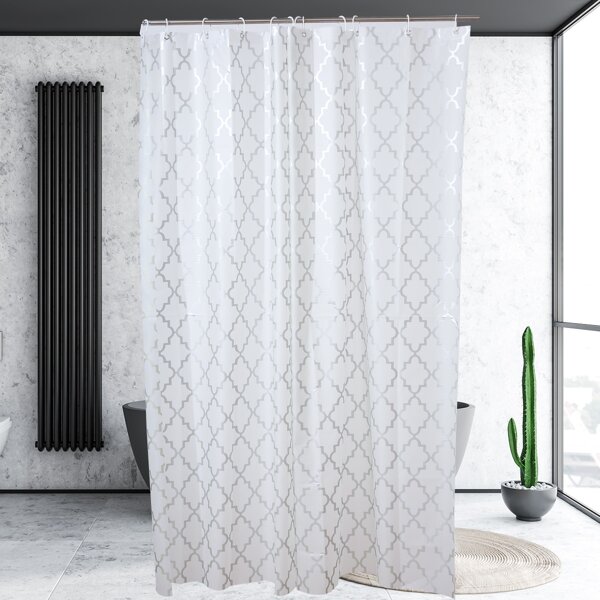 

1pc Allover Graphic Shower Curtain, White
