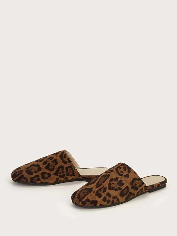 leopard print flat mules