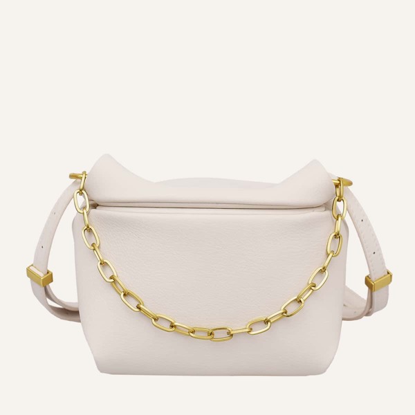 

Solid Chain Satchel Bag, Beige