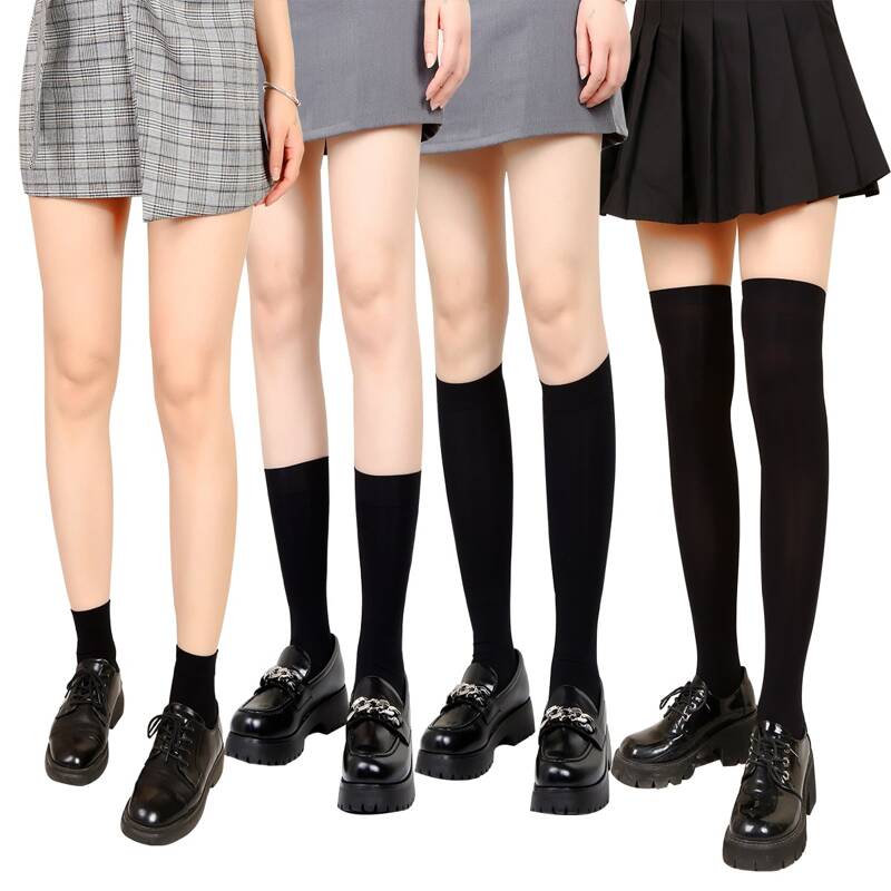

4pairs Minimalist Solid Socks, Black