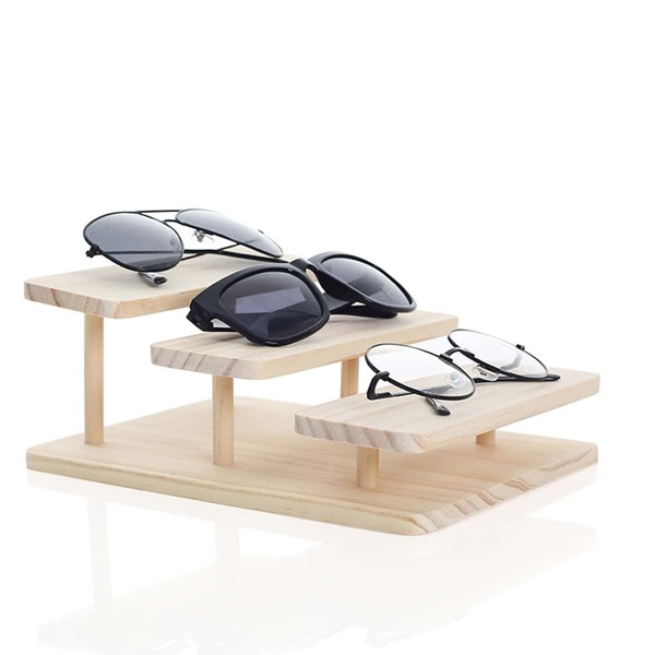 

1pc Wooden Glasses Display Rack, Apricot