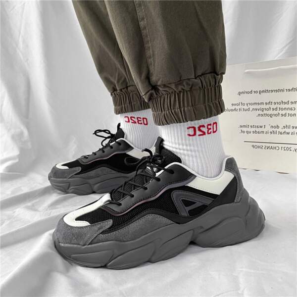 

Men Lace Up Front Chunky Sneakers, Grey