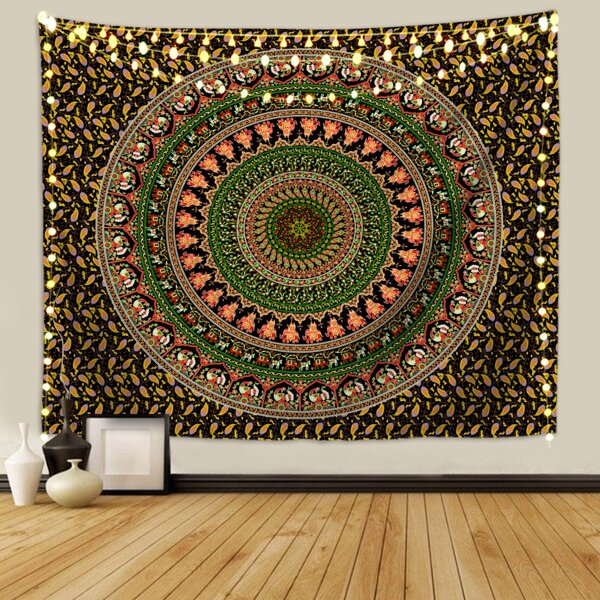

Mandala & Elephant Print Tapestry, Multicolor