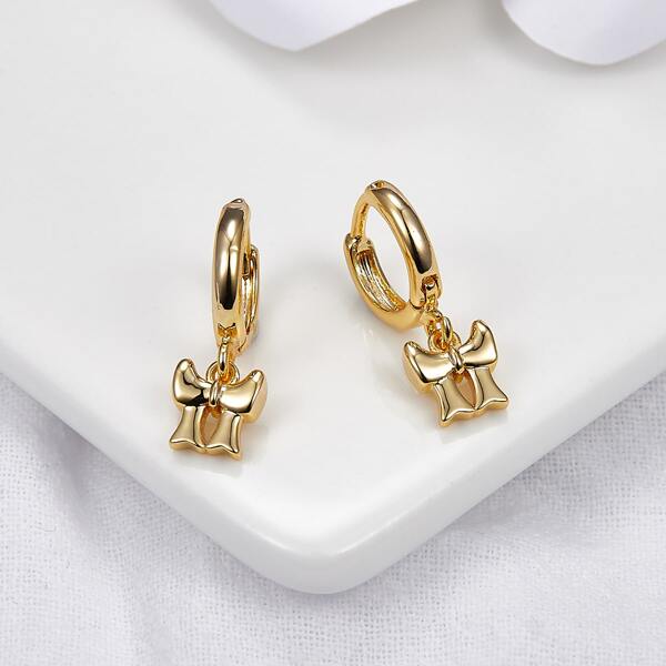 

Gold Plated Bow Drop Earrings