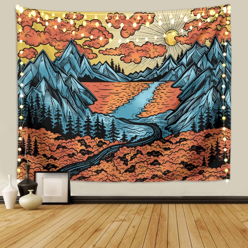 

Landscape Print Tapestry, Multicolor
