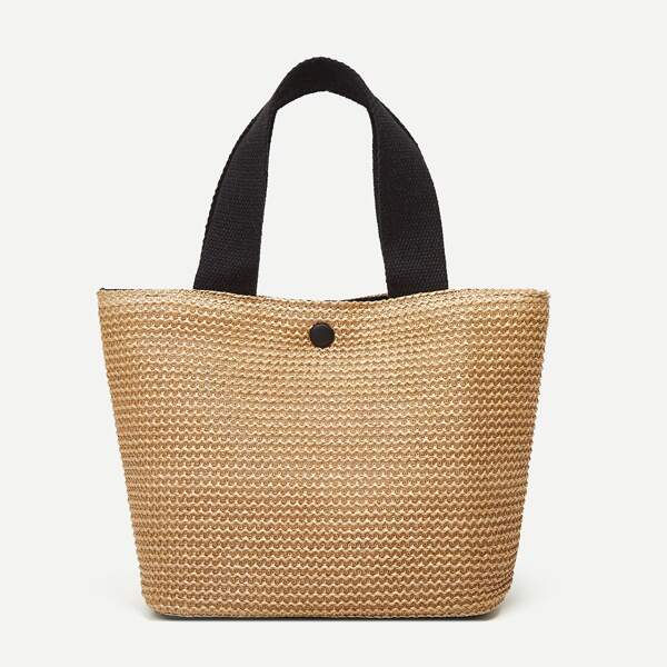 

Minimalist Straw Tote Bag, Beige