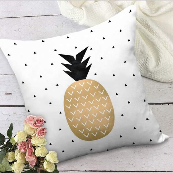 

1pc Pineapple Print Cushion Cover Without Filler, Multicolor