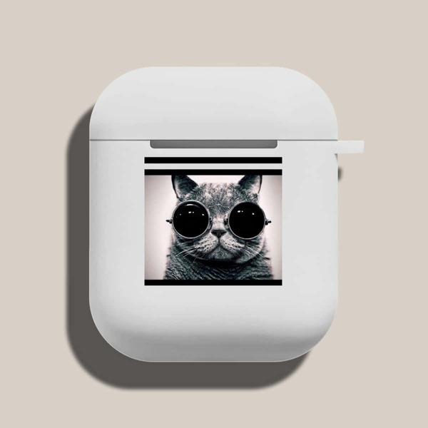 

Чехол для Airpods круто кошка, Белый
