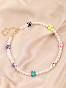 Collar con diseño de dibujos animados con cuenta con perla artificial - Multicolor - Ver 1