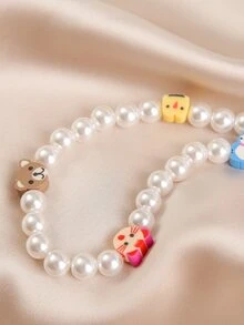 Collar con diseño de dibujos animados con cuenta con perla artificial - Multicolor - Ver 2