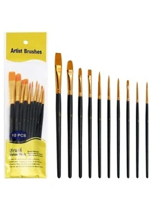 10入组/包隨機畫筆套裝繪畫藝術畫筆適用於丙烯酸油水彩藝術家專業繪畫套件 - 彩色 - 查看 3