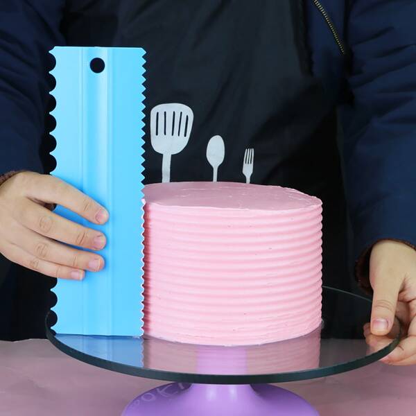 

4pcs Cake Cream Extended Smoother Scraper, Blue