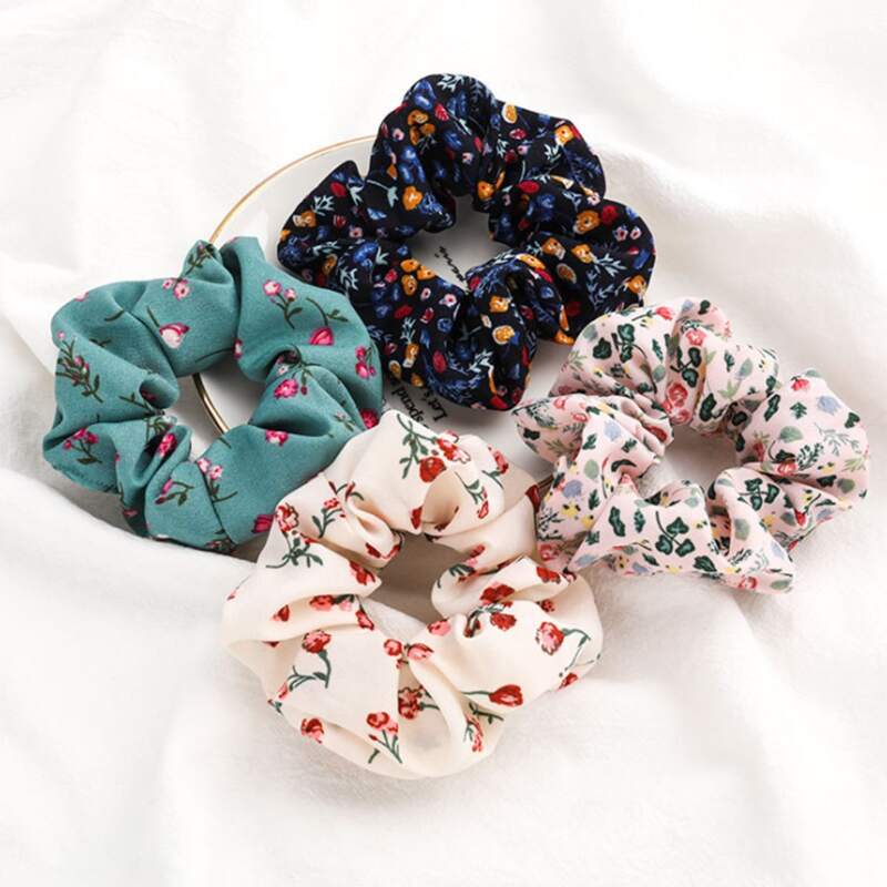 

4pcs Ditsy Floral Scrunchie, Multicolor