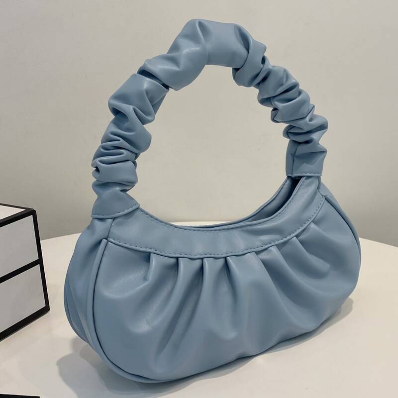 

Ruched Shoulder Bag, Blue