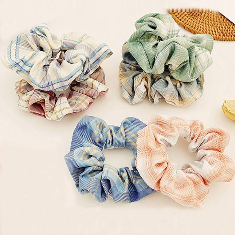 

5pcs Random Plaid Scrunchie, Multicolor