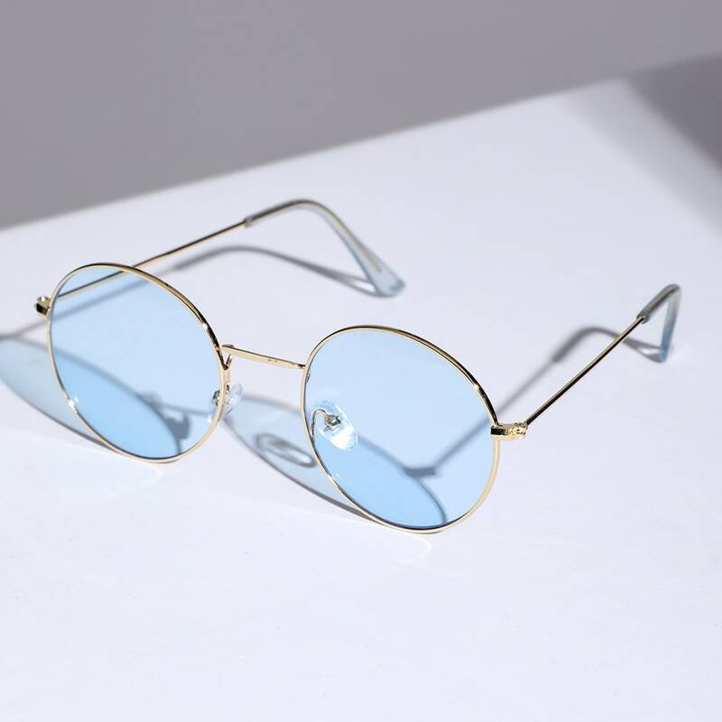 

Guys Round Frame Sunglasses, Baby blue