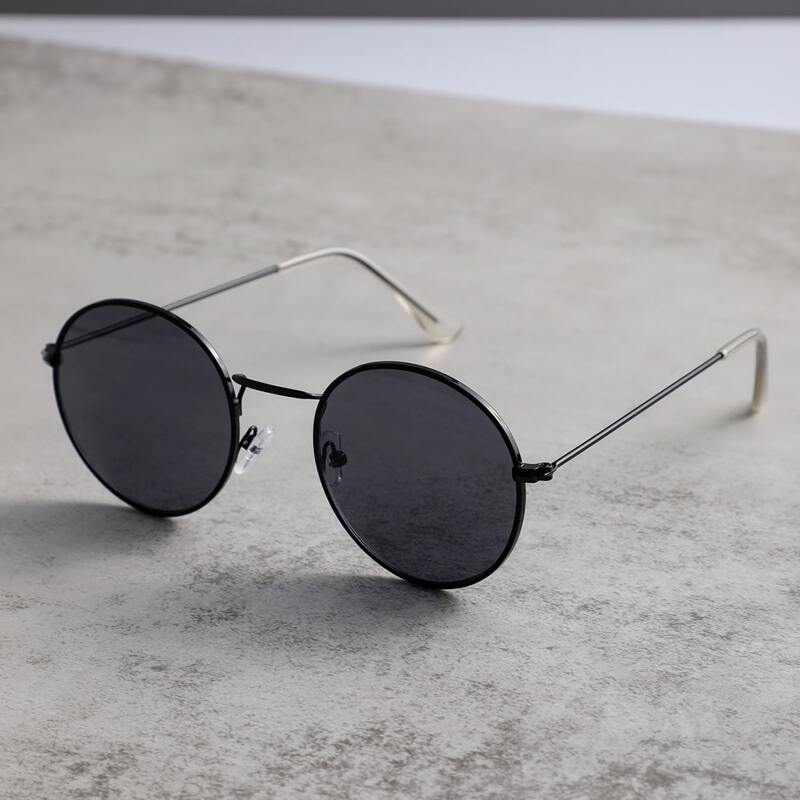 

Guys Round Frame Sunglasses, Black