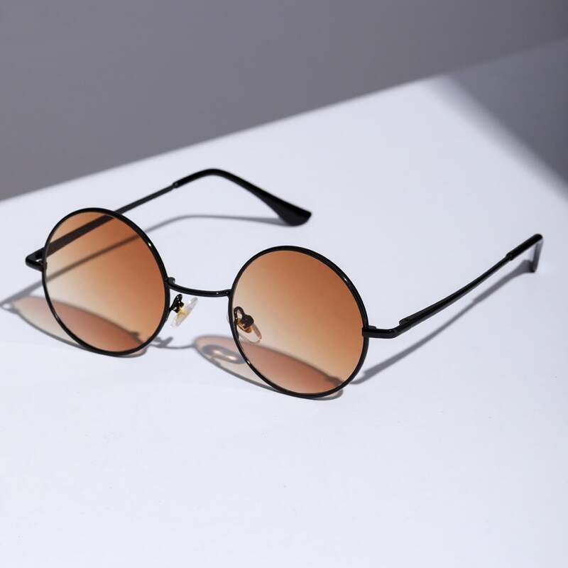 

Guys Round Frame Sunglasses, Brown