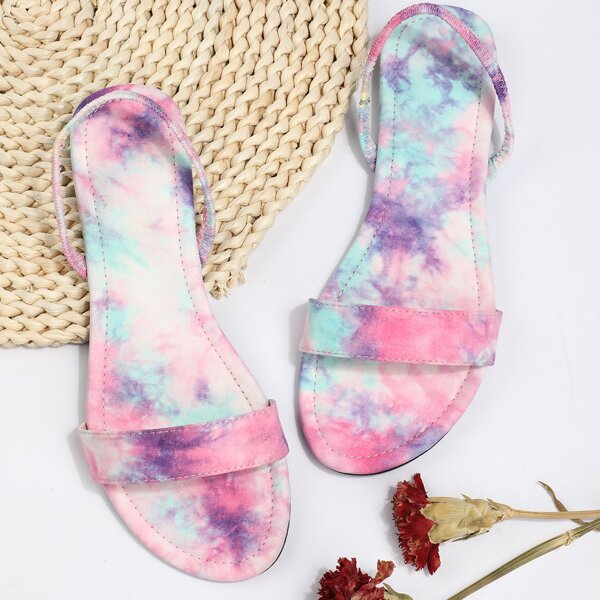 

Tie Dye Pattern Slingback Sandals, Multicolor