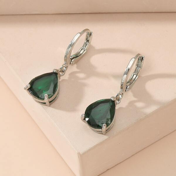 

Water Drop Charm Earrings, Green
