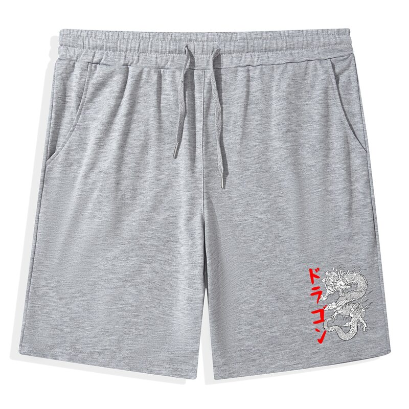 

Guys Chinese Dragon Graphic Drawstring Shorts, Light grey