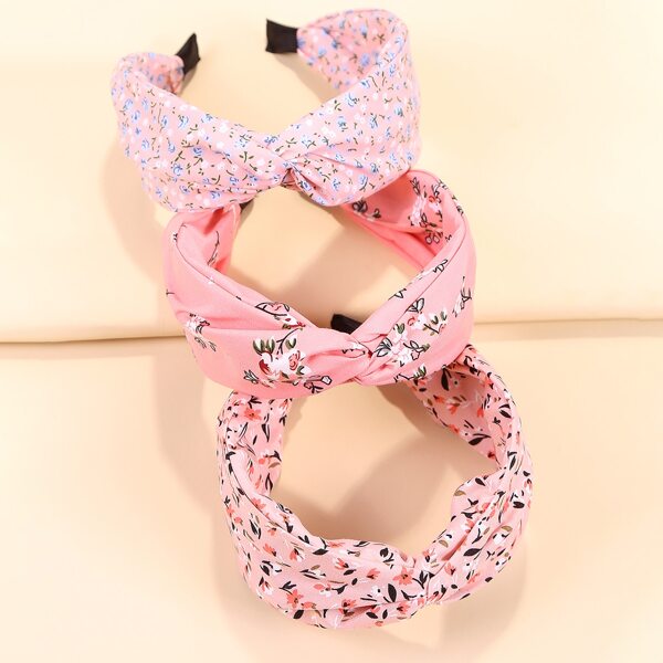 

3pcs Flower Print Hair Hoop, Multicolor