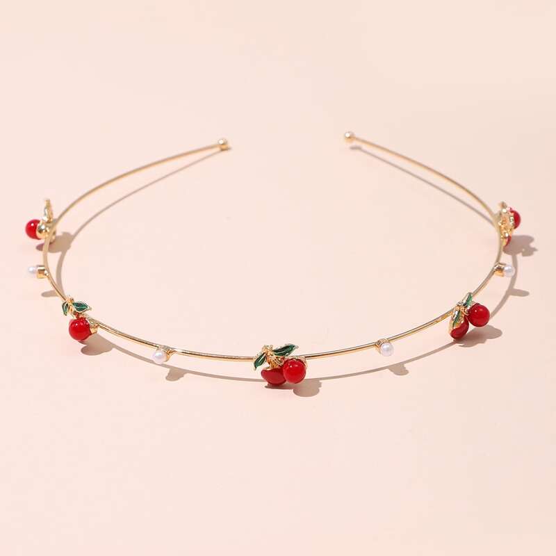 

Faux Pearl & Cherry Decor Hair Hoop, Multicolor