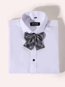 Bow Knot Decor Fake Tie - Grey - View 1