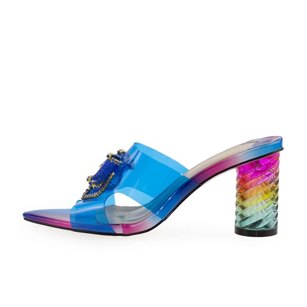 

Bow Decor Chunky Sandal Mules, Blue