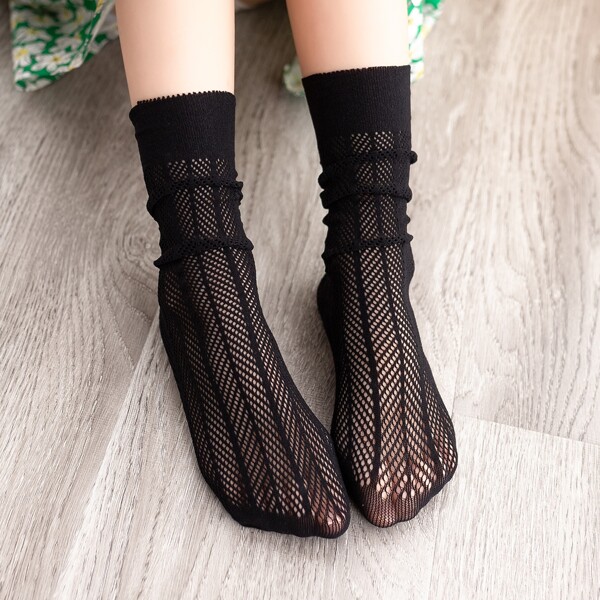 

Toddler Girls Hollow Out Crew Socks, Black