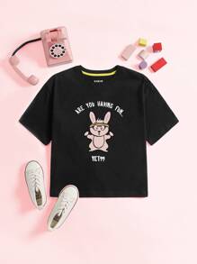 Niñas Camiseta con estampado de conejo de dibujos animados