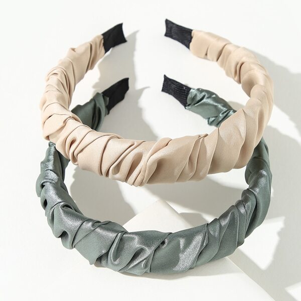 

2pcs Solid Wide Headband, Multicolor