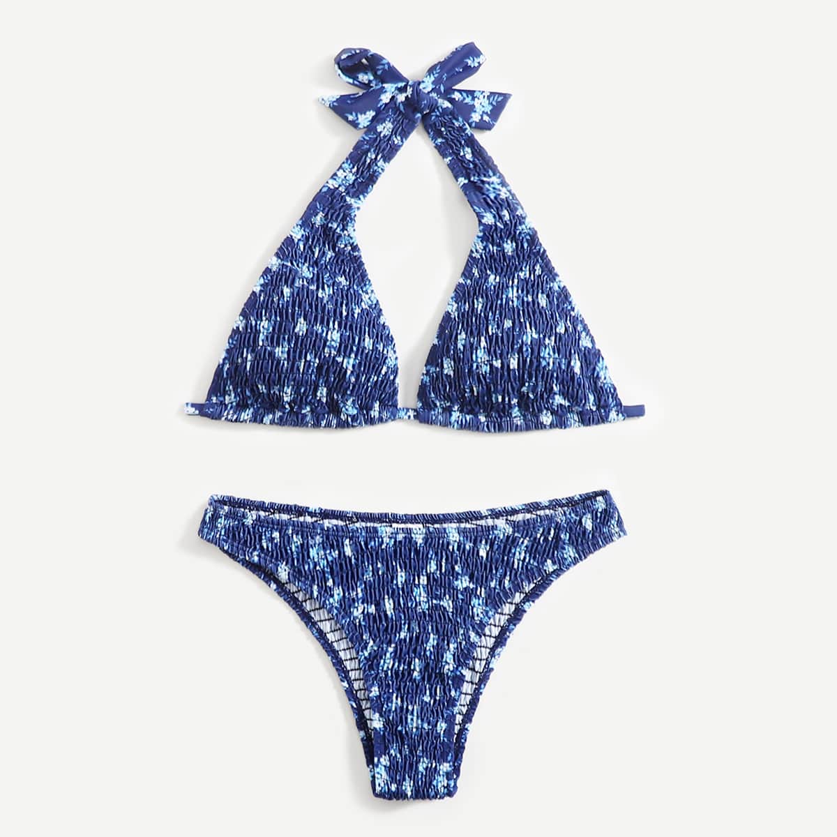 

Floral Smocked Bikini Swimsuit, Multicolor