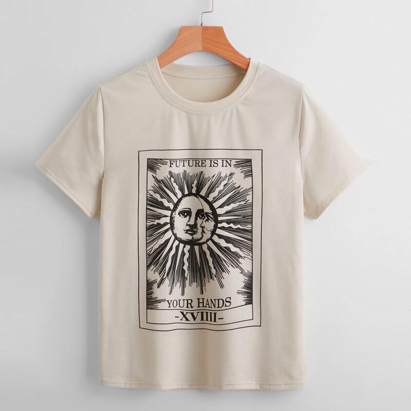 

Letter Sun & Moon Graphic Tee, Beige